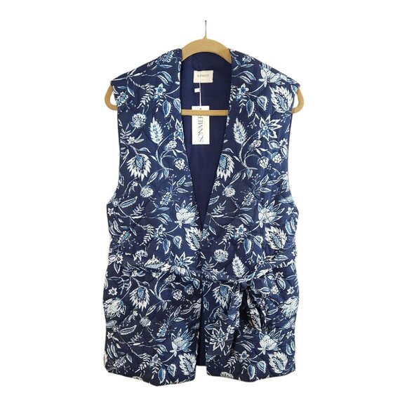 NWT Sonmer Quilted Floral Print Belted Long Vest Cottagecore Women's Small - Picture 7 of 12